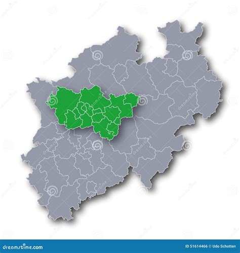 Karte Des Nordrhein Westfalens Und Des Ruhrgebiets Vektor Abbildung