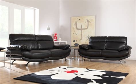 Modern Havana Black Leather Sofas At Furniture Choice From £39999