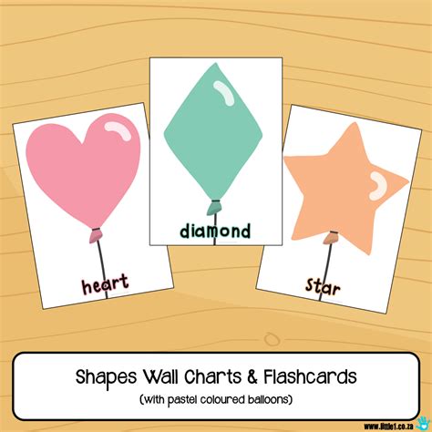 Little One Flashcards And Wall Charts Shapes Pastel Coloured Balloons