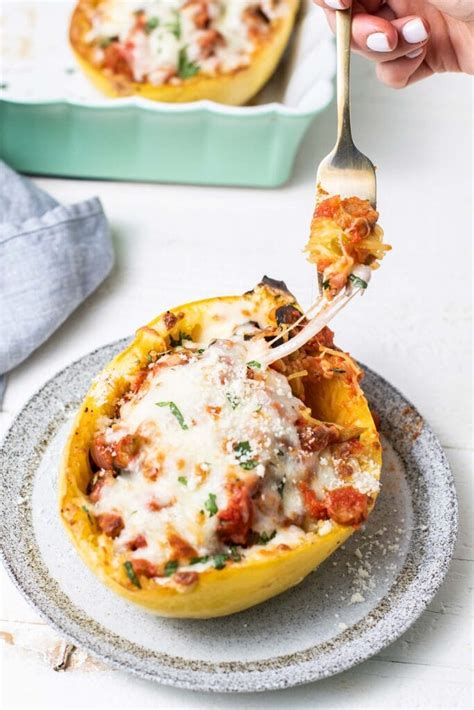 Sausage Spaghetti Squash Boats Sunkissed Kitchen