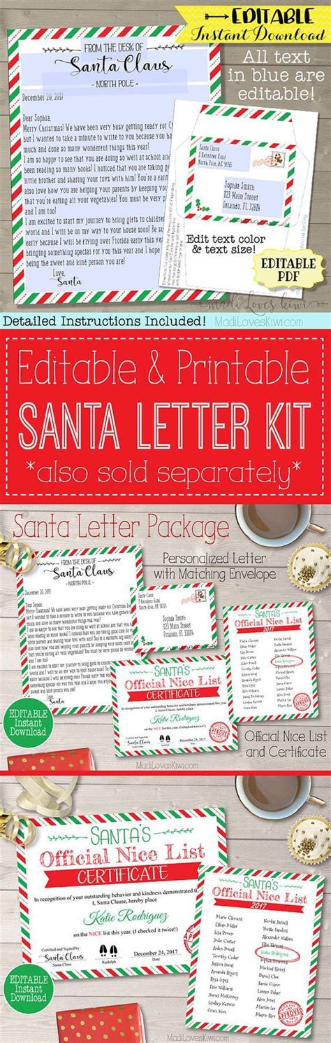 personalized santa letter kit printable santas nice list