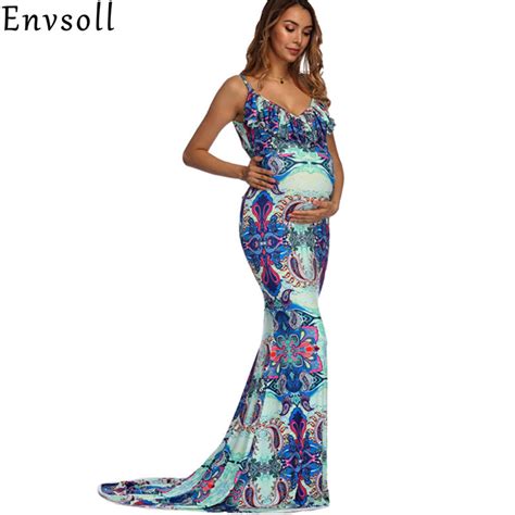 Envsoll 2018 Summer Maternity Dresses For Pregnant Woman Maternity Photography Props Maxi