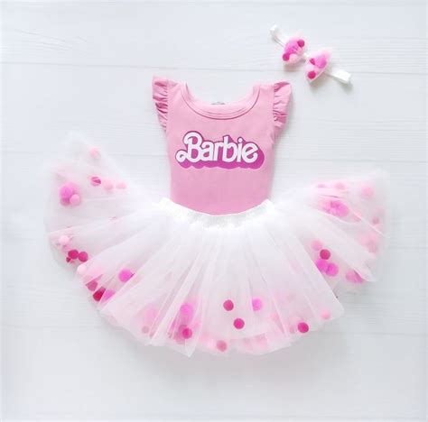 Barbie Birthday Dress White Tulle Skirt Flower Girl Outfit Etsy