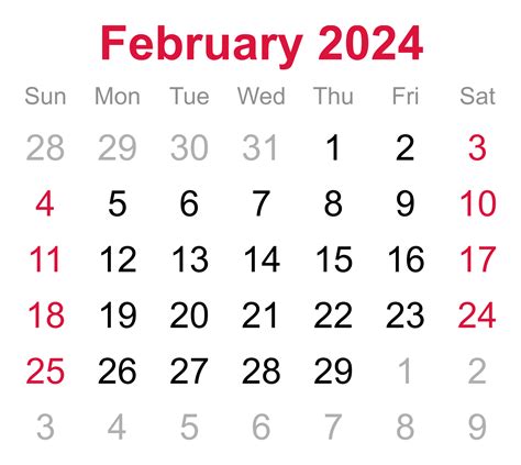 Monthly Calendar Of February 2024 On Transparent Background 18745738 Png