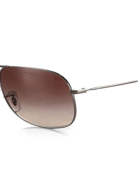 Ray Ban Rb3267 64mm Square Wrap Aviator Sunglasses In Silver Metallic