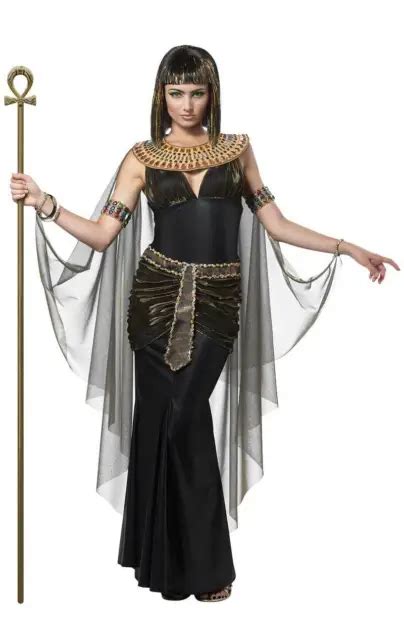 Womens Cleopatra Costume Black Egyptian Goddess Halloween History Fancy