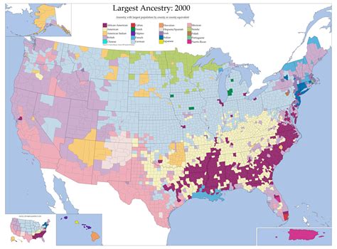 Largest Ancestry In The United States By County In 2000 4200x3105 Oc