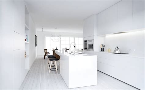 Browse through these photos to see how these simple spaces showcase high style. ATDesign- Nordic style minimalist kitchen in white ...