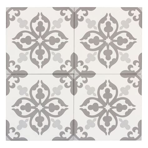 Mto0558 Classic 8x8 Floral Khaki White Light Gray Matte Cement Tile