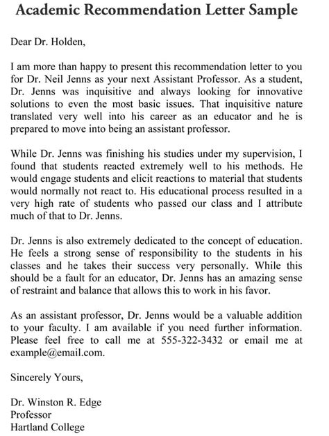 Sample Email To Request Recommendation Letter From Professor Inform