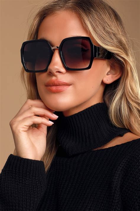 Chic Black Sunglasses Oversized Sunglasses Square Sunglasses Lulus