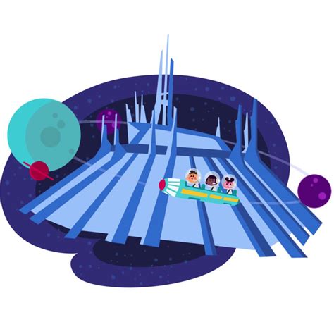 An Illustration Depicting The Space Mountain Attraction