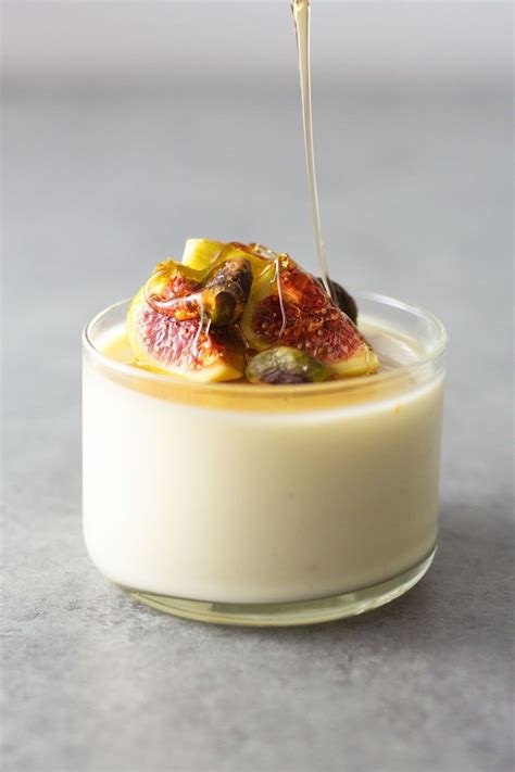 Buttermilk Goat Cheese Panna Cotta With Figs Honey Pistachios