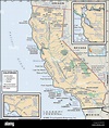 Physische Karte von Kalifornien Stockfotografie - Alamy