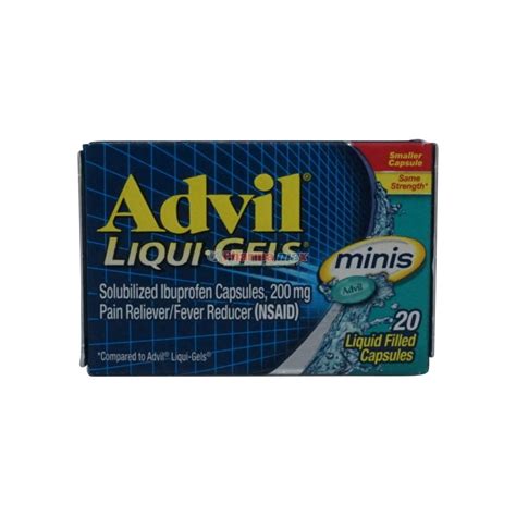 Advil Liquid Gels Minis Pain Reliever And Fever Reducer Liquid Filled