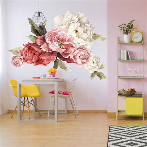 Flower Decals Large Pink And Red Flower Decals Wall Stickers Etsy