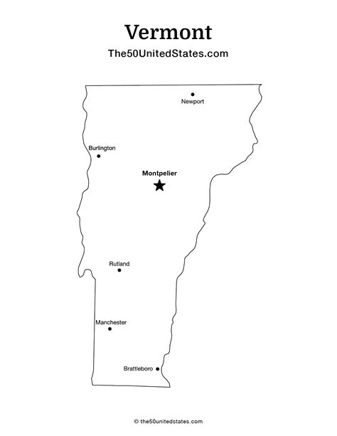 Free Printable Map Of Vermont With Cities Labeled The 50 United States