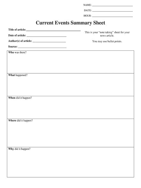 Current Event Sheet Fill And Sign Printable Template Online Us