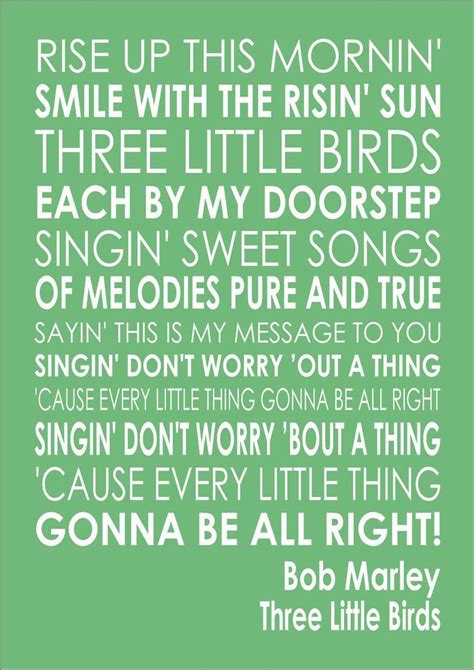 Three Little Birds Bob Marley Lyrics Song Verse Print Canvas Wall