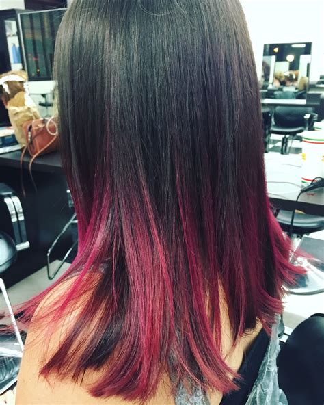 Magenta Tips Ombré Brown Hair Pink Tips Pink Hair Highlights Hair