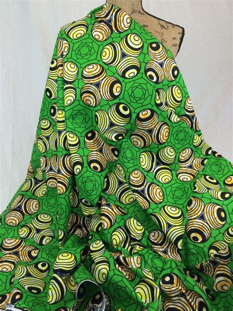 Congolese Fabric African Wax Print Fabric Ankara Fabric Bright Green