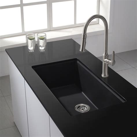 The best undermount kitchen sinks create a smooth aesthetic appeal as they're positioned to fit perfectly underneath your countertop. Kraus 31" x 17.09" Undermount Single Bowl Granite Kitchen ...