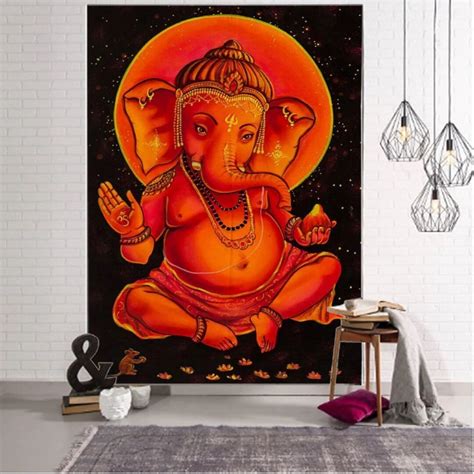 Indian God Ganesha Tapestry Lord Ganesh Hindu Wall Hanging Indian