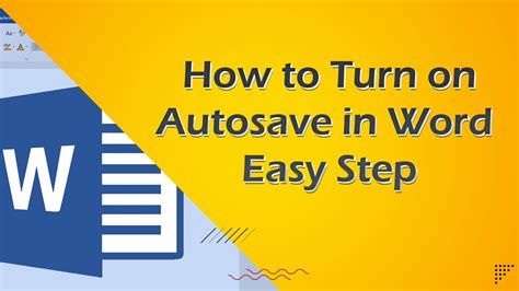 How To Turn On Autosave In Word Easy Step Youtube