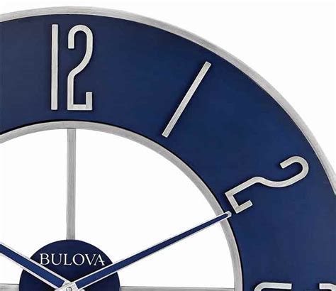 Bulova C4809 Blue Steel Large Wall Clock The Clock Depot