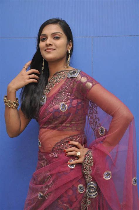 Actress Prakruthi Hot And Sexy Navel Show At Event In Pink Saree Stills