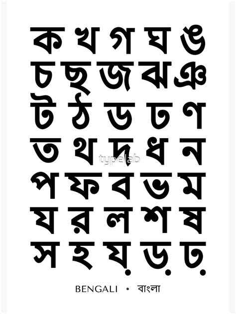 Bengali Alphabet Chart Bold Bangla Language Chart Poster For Sale By