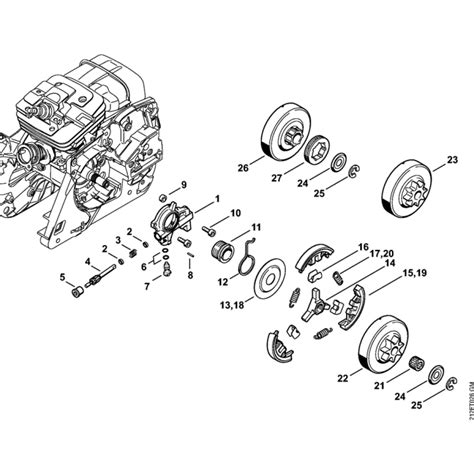 Oil Pump And Clutch Assembly For Stihl Ms341 Chainsaws Lands Engineers