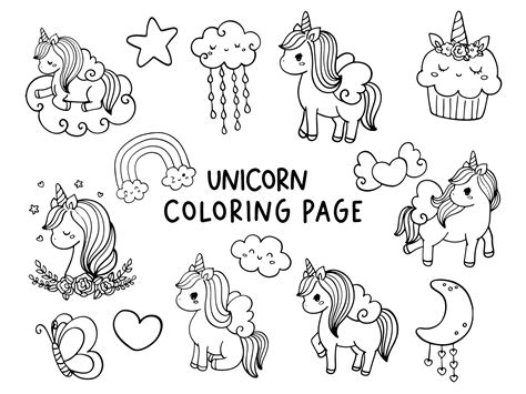 Unicorn Coloring Page Unicorn Doodle Vector Illustration 2896925 Vector Art At Vecteezy
