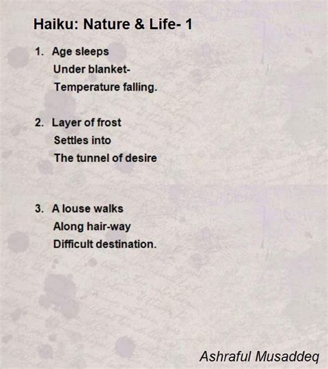 Haiku Nature And Life 1 Poem By Ashraful Musaddeq Poem