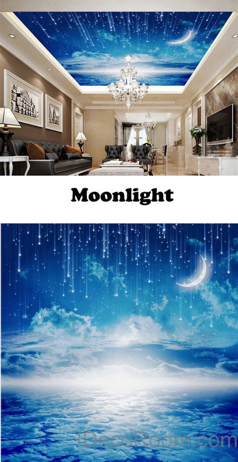 3d Moonlight Clouds Starry Night Ceiling Wall Mural Wall Paper Decal W
