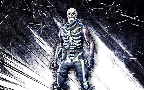 Skull Trooper Skin Grunge Art Fortnite Battle Royale Gray Abstract