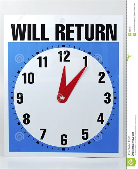 Will Return Sign stock image. Image of message, open, minutes - 19143