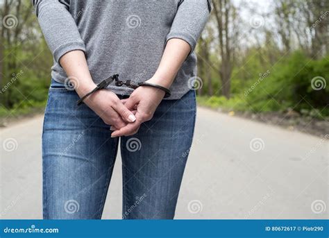 Women Handcuffed Criminal Police Stock Image Image Of Handcuffs