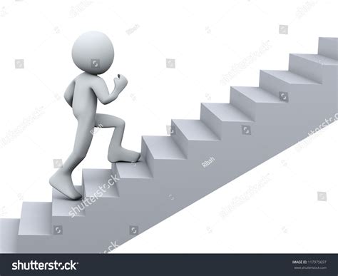 3d Illustration Man Running On Stair Stock Illustration 117975697