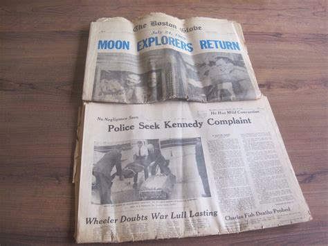 2 Vintage Collectors Newspapers Men On Moon July 1969 Ted Kennedy