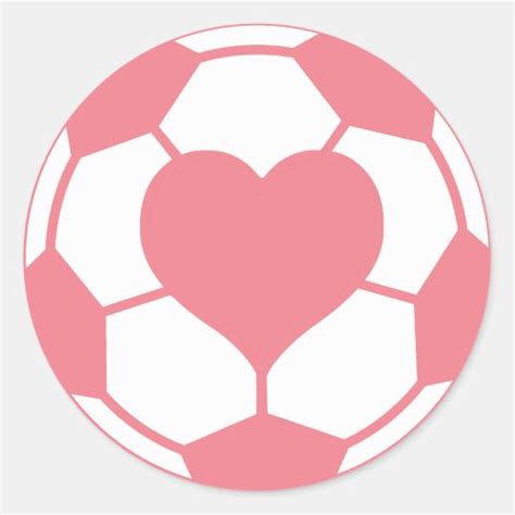 Pink Soccer Ball With Heart Classic Round Sticker