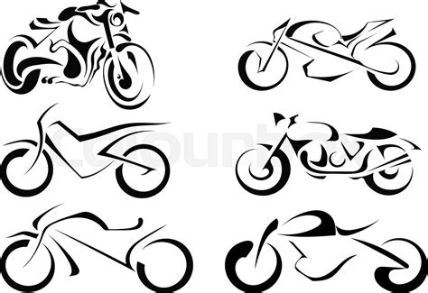 Set Of Vector Motorcycles On A White Background Abstract Motorbike