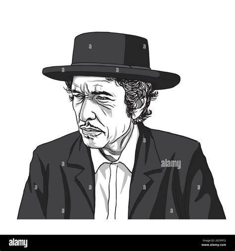 Bob Dylan Cartoon Caricature Vector Illustration Drawing Stock Vector