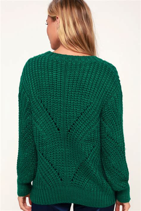 Lush Green Sweater Oversized Sweater Chunky Knit Sweater