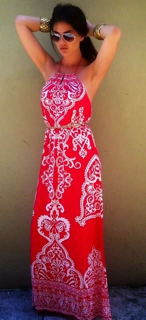 Summer Fashion Red Printed Maxi Dress Just A Pretty Style