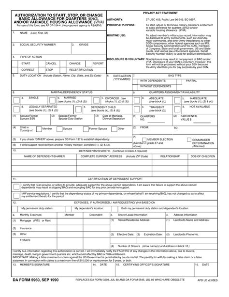 Da Form 5960 Fill Out Sign Online And Download Fillable Pdf