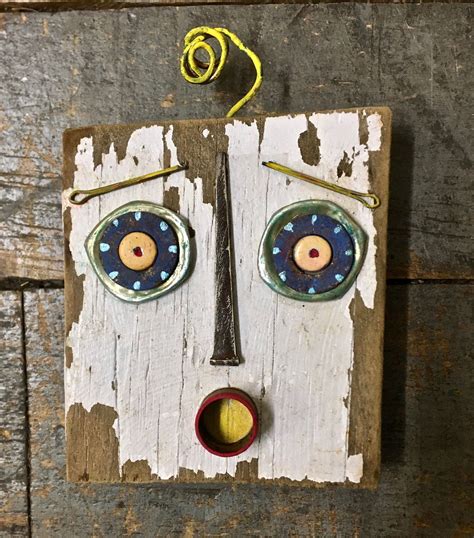 Folk Art Mask Made Of Driftwood And Found Objects Scrap Wood Art Wood