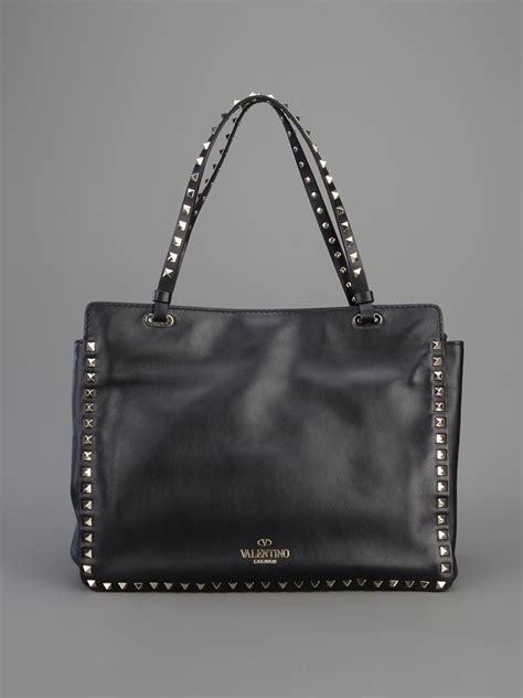 Lyst Valentino Studded Leather Tote In Black