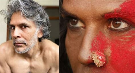 After Running Nude On A Beach Milind Somans Photo Wearing Nose Pin And Kajal Stuns Everyone