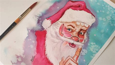 Santa Claus Painting Tutorial Watercolor Portrait Christmas Painting